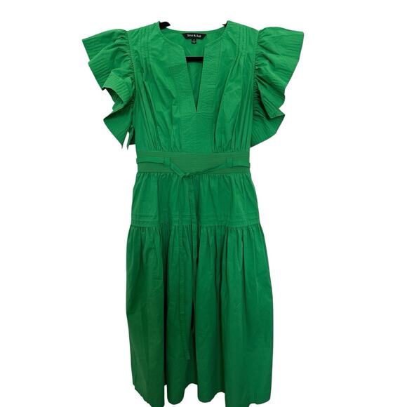 Strut&bolt PURE ENCHANTMENT GREEN 100% COTTON MIDI DRESS - Picture 6 of 14